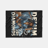 Denim en diamanten Afrikaanse Melanine Swag Cowgir Fleece Deken (Voorkant (Horizontaal))