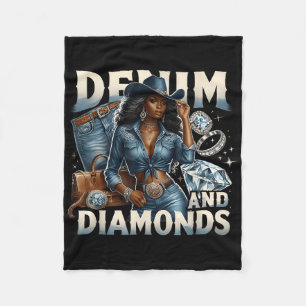 Denim en diamanten Afrikaanse Melanine Swag Cowgir Fleece Deken