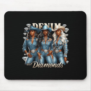 Denim en diamanten Afrikaanse Melanine Swag Cowgir Muismat