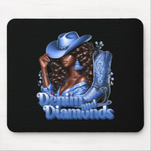 Denim En Diamanten Afrikaanse Melanine Swag Cowgir Muismat