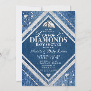 Denim en Diamanten Baby Shower Kaart