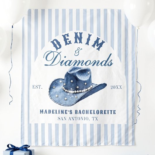 Denim en Diamanten Bachelorette Achtergrond Cowgir Wandkleed