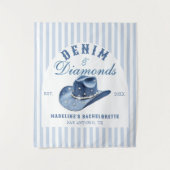 Denim en Diamanten Bachelorette Achtergrond Cowgir Wandkleed (Voorkant)