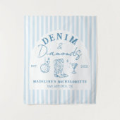 Denim en Diamanten Bachelorette Achtergrond geteke Wandkleed (Voorkant)