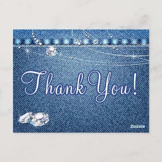Denim en diamanten bedankt kaarten (Achterkant)