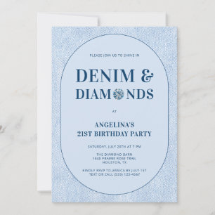 Denim en Diamanten Blauwe Broek 21e Verjaardagsfee Kaart