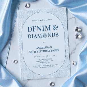 Denim en Diamanten Blauwe Broek 50ste Verjaardagsf Kaart
