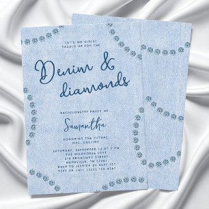Denim en Diamanten Blauwe Cowgirl Bachelorette-fee Kaart