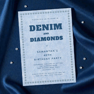 Denim en diamanten Blauwe jeans 40e verjaardagsfee Kaart