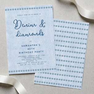 Denim en diamanten Blauwe jeans 40e verjaardagsfee Kaart