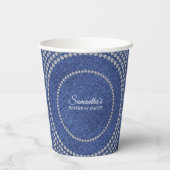 Denim en diamanten Blauwe jeans Bling verjaardagsf Papieren Bekers (Achterkant)