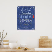 Denim en diamanten Blauwe jeans Bling verjaardagsf Poster (Keuken)