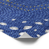 Denim en diamanten Blauwe jeans Bling verjaardagsf Poster (Hoek)