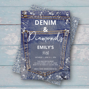 Denim en diamanten Bling Jean Glam Verjaardagsfees Kaart