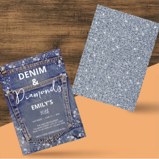 Denim en diamanten Bling Jean Glam Verjaardagsfees Kaart