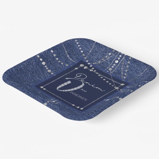 Denim en diamanten bord (Gebogen)