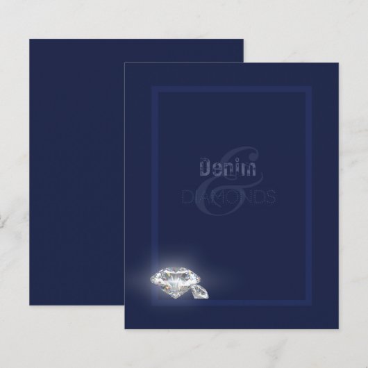 Denim en diamanten briefpapier papier. (Voorkant / Achterkant)