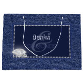 Denim en diamanten bruidskaarttas groot cadeauzakje (Voorkant)