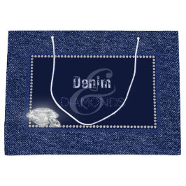 Denim en diamanten bruidskaarttas groot cadeauzakje