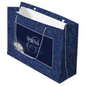 Denim en diamanten bruidskaarttas groot cadeauzakje (Voorkant Gekanteld)