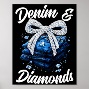 Denim en diamanten buigen glam western mode voor poster