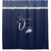 Denim en diamanten douchegordijn (Voorkant)