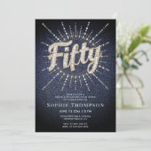 Denim en diamanten Fabulous Glam 50e verjaardag Kaart (Staand voorkant)