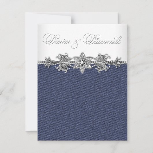 Denim en Diamanten Feest Kaart (Voorkant)