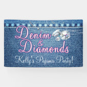Denim en diamanten feest met roze spandoek (Horizontaal)