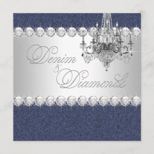 Denim en Diamanten Feestuitnodigingen Kaart