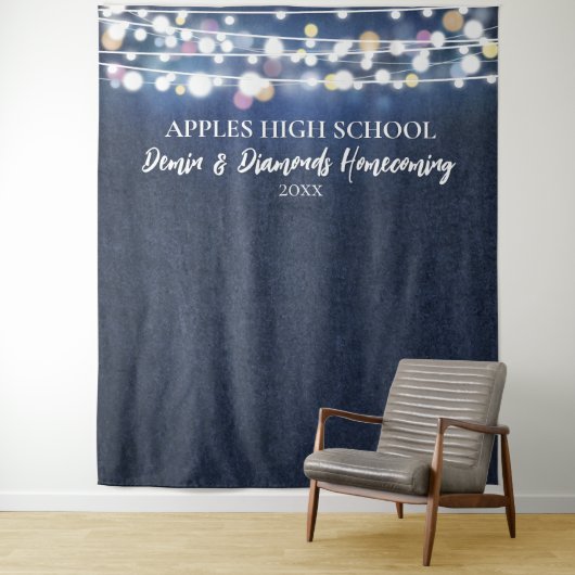 Denim en diamanten foto achtergrond sprankelend ev wandkleed (In situ)