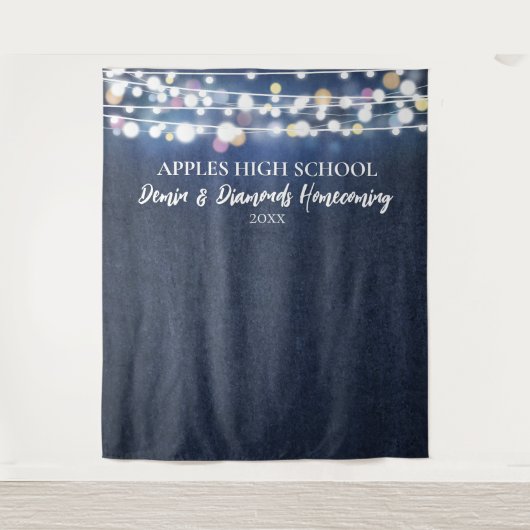 Denim en diamanten foto achtergrond sprankelend ev wandkleed (Voorkant)