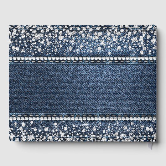 Denim en diamanten gastenboek (Achterkant)