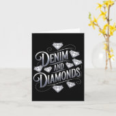 Denim en diamanten Glam Cowgirl Party Design Kaart (Gele Bloem)