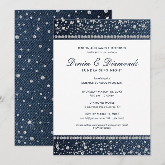 Denim en Diamanten Kaart (Voorkant / Achterkant)
