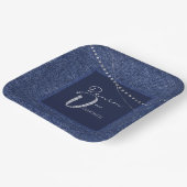 Denim en diamanten Papieren bord (Gebogen)