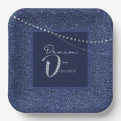 Denim en diamanten Papieren bord (Voorkant)