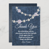 denim en diamanten parel, bedankkaart kaart (Voorkant / Achterkant)