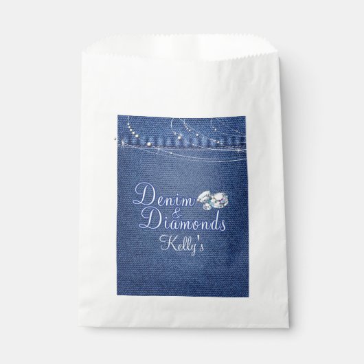 Denim en diamanten partij, aangepaste partij tasse bedankzakje (Voorkant)