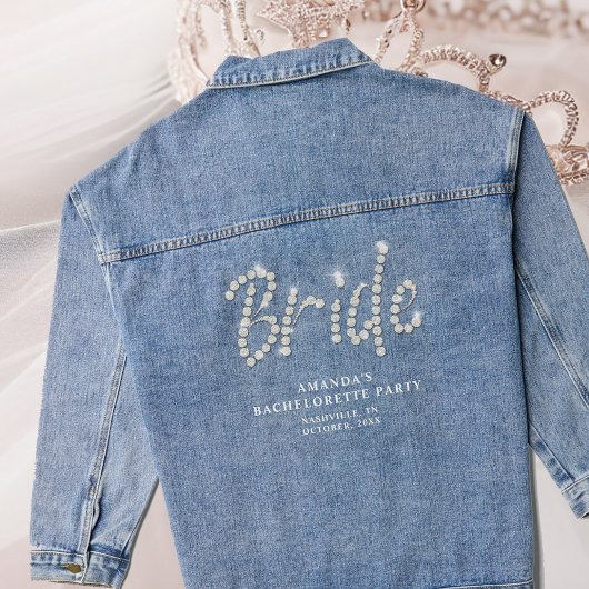 Denim en diamanten Rhinestones Bruid Bachelorette Denim Jacket