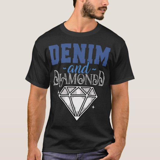 Denim en diamanten Stijlvol blauw denim T-shirt (Voorkant)