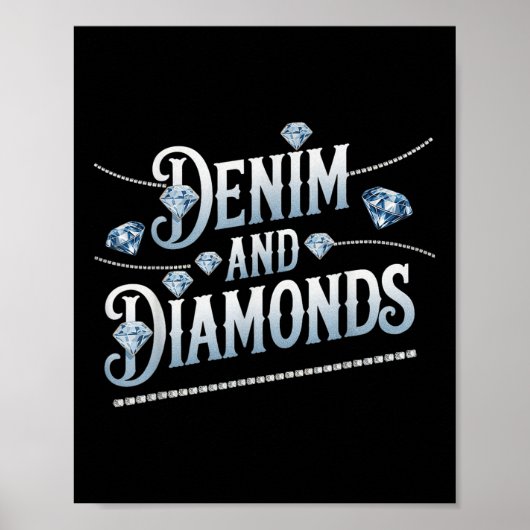 Denim en diamanten trendy Mode stijl Poster (Voorkant)