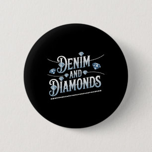 Denim en diamanten trendy Mode stijl Ronde Button 5,7 Cm