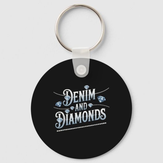 Denim en diamanten trendy Mode stijl Sleutelhanger (Voorkant)