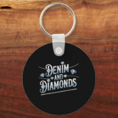 Denim en diamanten trendy Mode stijl Sleutelhanger (Voorkant)