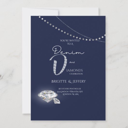 Denim en diamanten uitnodiging (Voorkant)