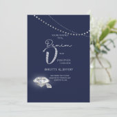 Denim en diamanten uitnodiging (Staand voorkant)
