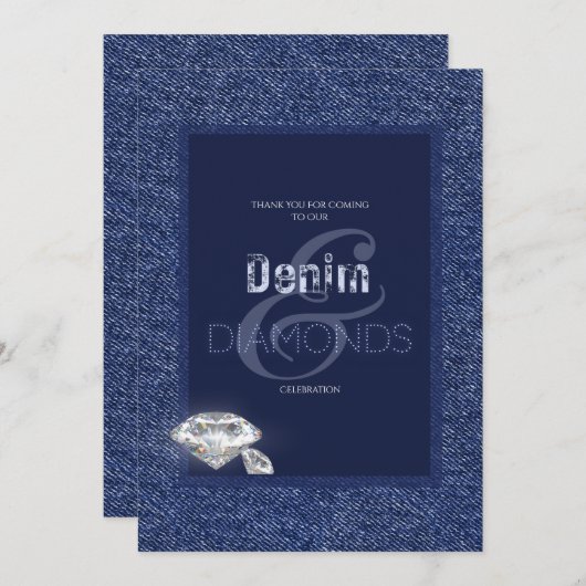 Denim en diamanten uitnodiging (Voorkant / Achterkant)