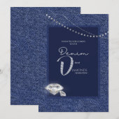 Denim en diamanten uitnodiging (Voorkant / Achterkant)