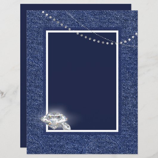 Denim en diamanten uitnodiging (Voorkant / Achterkant)